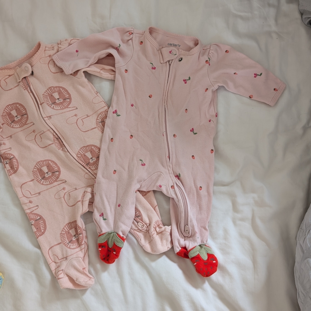 Carter's Pink Strawberry Footies